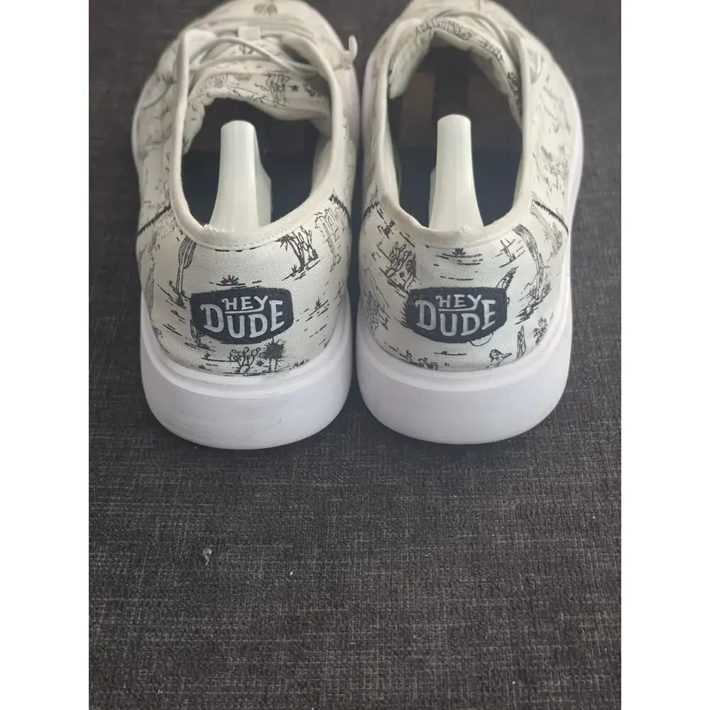 HEYDUDE Cody Desert White Black Slip On Sneakers Cactus Men's Size 13 40390-103